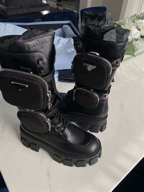 prada rain boots size 6|prada combat boots with pouches.